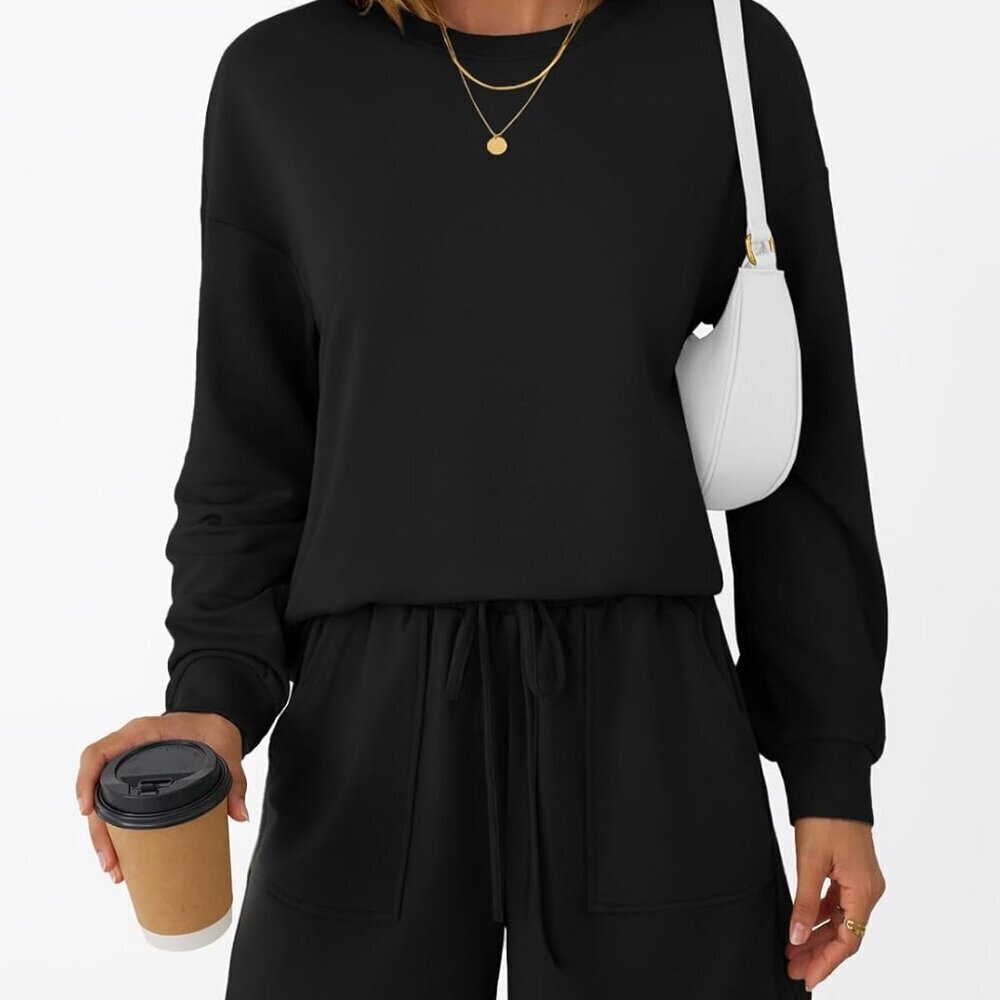 Women Lounge Sets Two Piece Sweat Shorts Pajama Outfits Fall 2025 - Picture 2 of 5